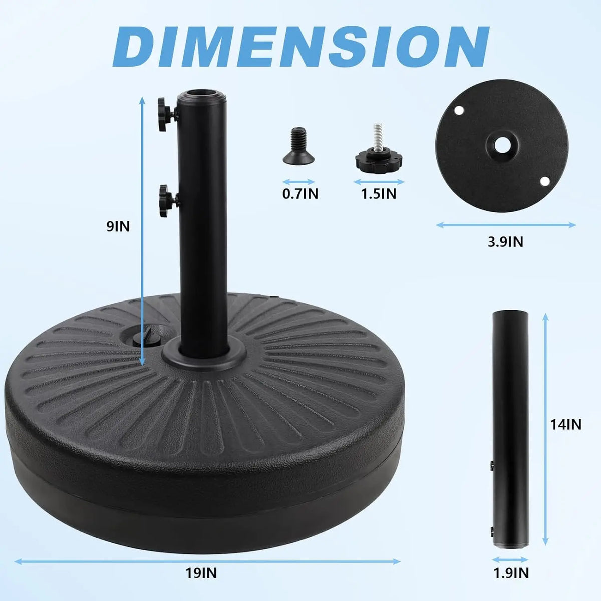 Adjustable Outdoor Patio Umbrella Weighted Anchor Base