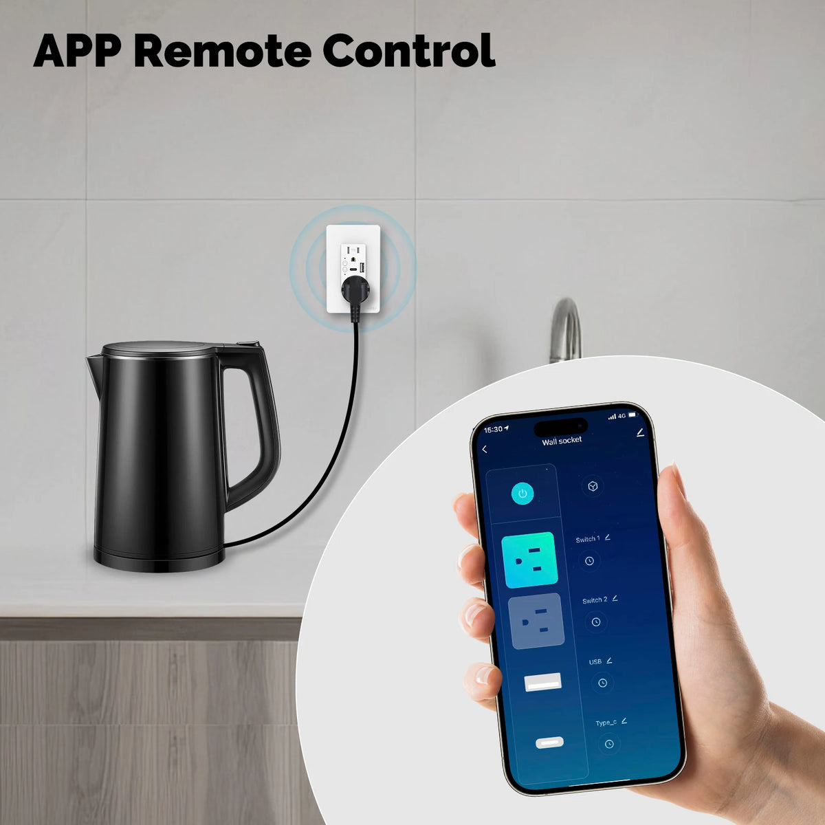 Moes Smart WiFi Outlet With Type C And Voice Control
