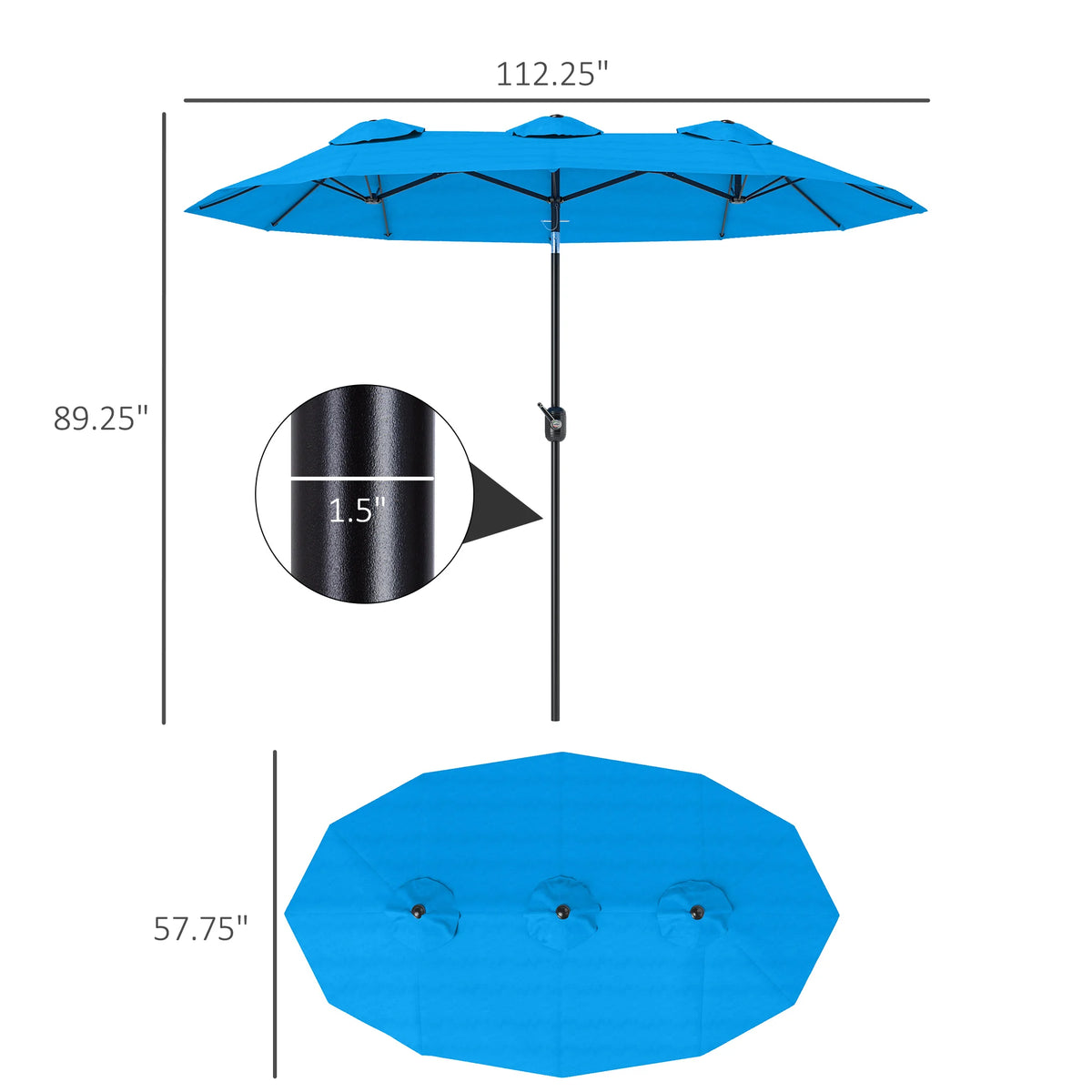 Double Sided Patio Umbrella With Tilt Crank And Air Vents