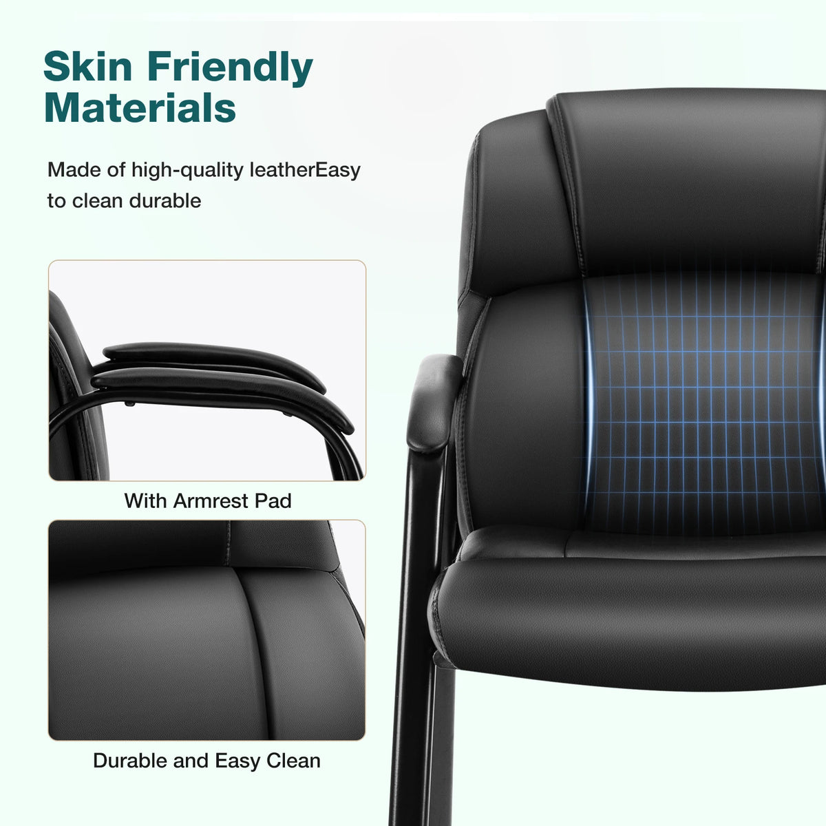 JHK Leather Padded Arm Guest Chair For Commercial Offices