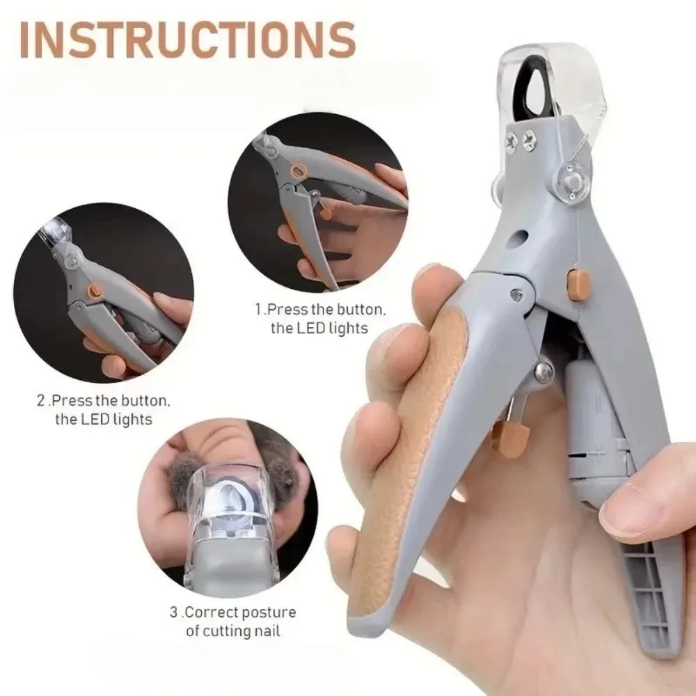 Stainless Steel Pet Nail Clipper With Clear Led Bloodline Indicator