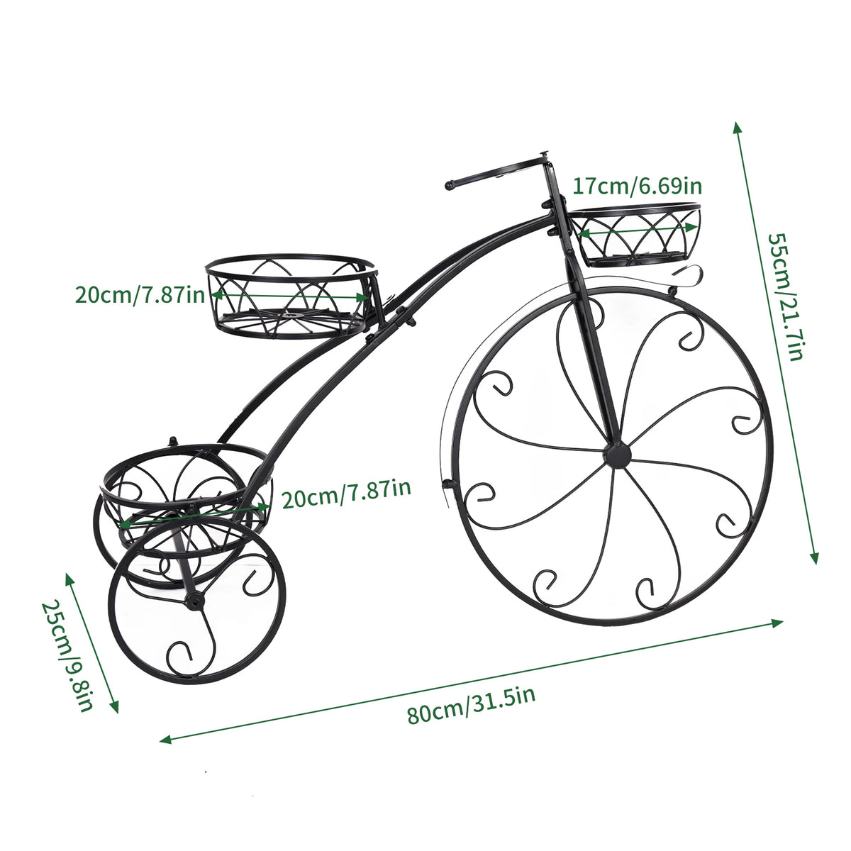 Wisfor Three Tier Iron Bicycle Plant Stand Garden Patio