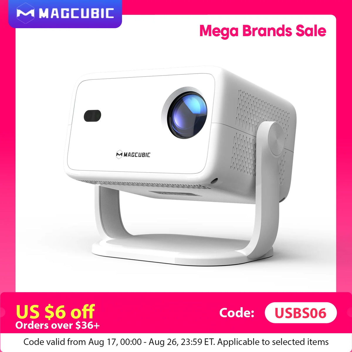 Magcubic Portable Projector With Auto Focus And Bluetooth Connectivity