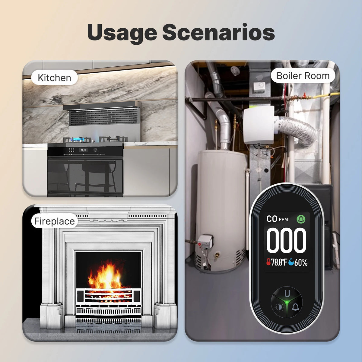 Moes 3In1 Carbon Monoxide Detector With Temperature Sensor