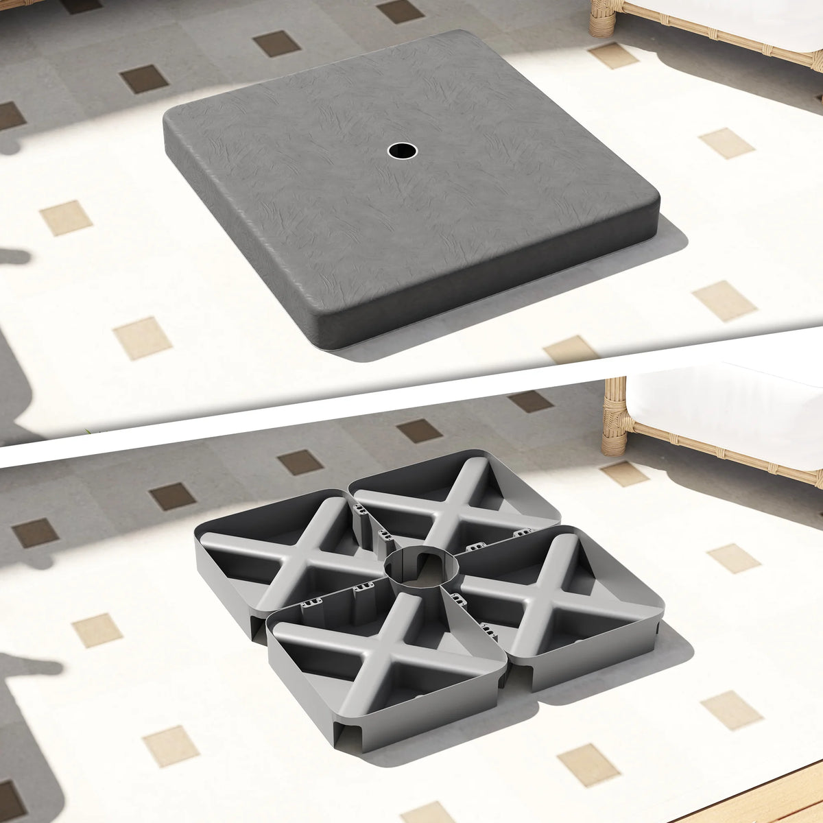 Premium Cantilever Umbrella Base Weight Set With Protective Cover