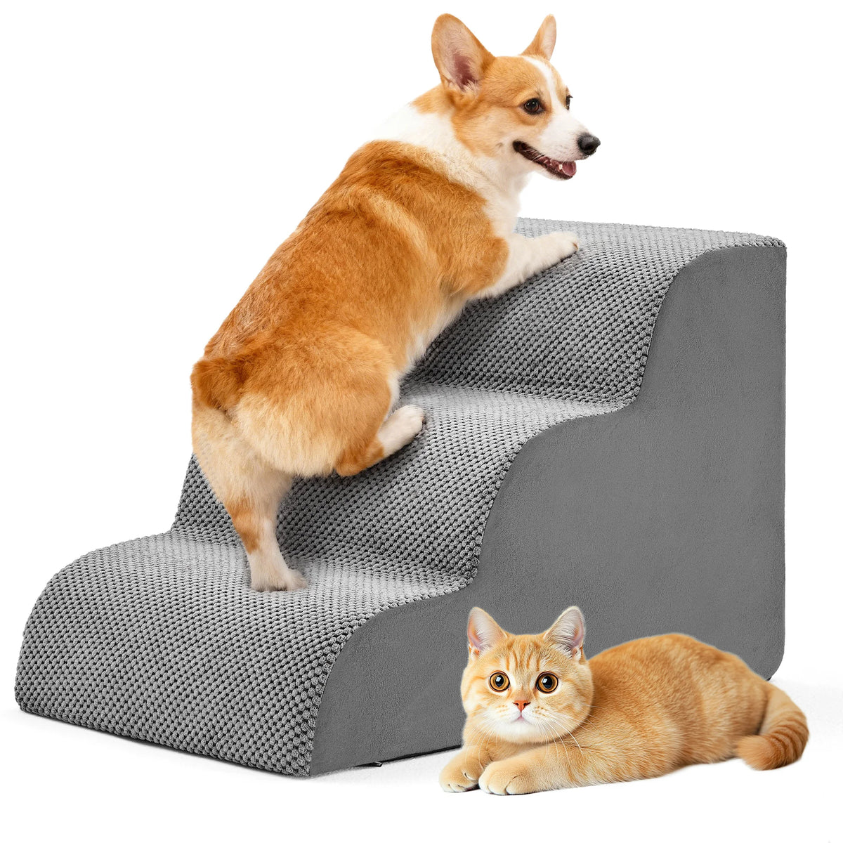 High Density Foam Curved Dog Stairs Non Slip Pet Ramp