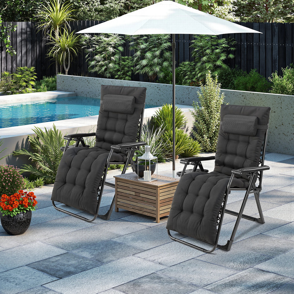 JHK Zero Gravity Folding Lounge Chair With Removable Cushion