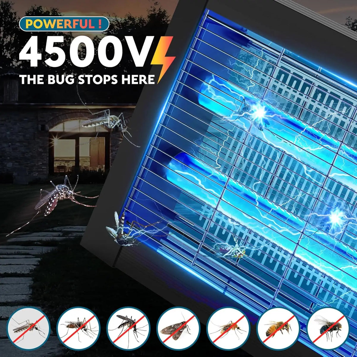 Waterproof Solar Bug Zapper With Panel Sensor For Outdoor Gardens