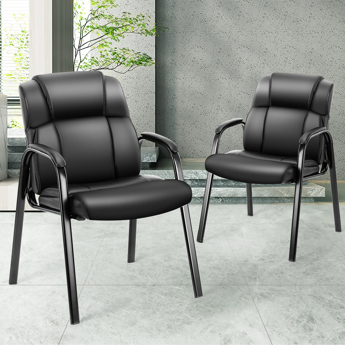 JHK Leather Padded Arm Guest Chair For Commercial Offices