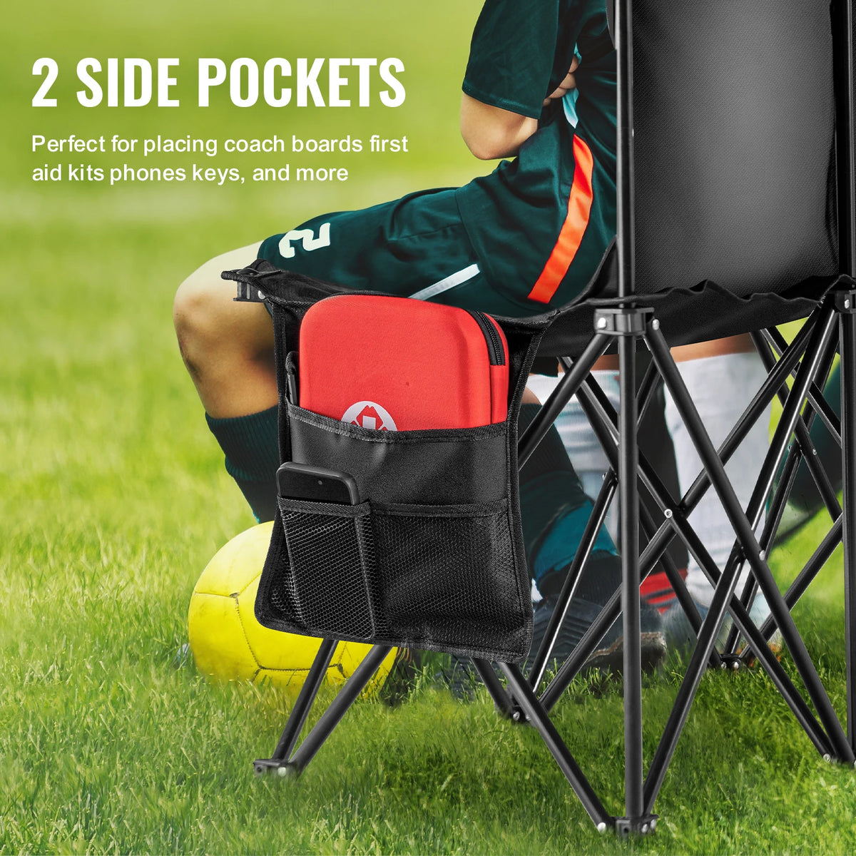 Foldable Outdoor Sideline Bench With Backrest And Carry Bag