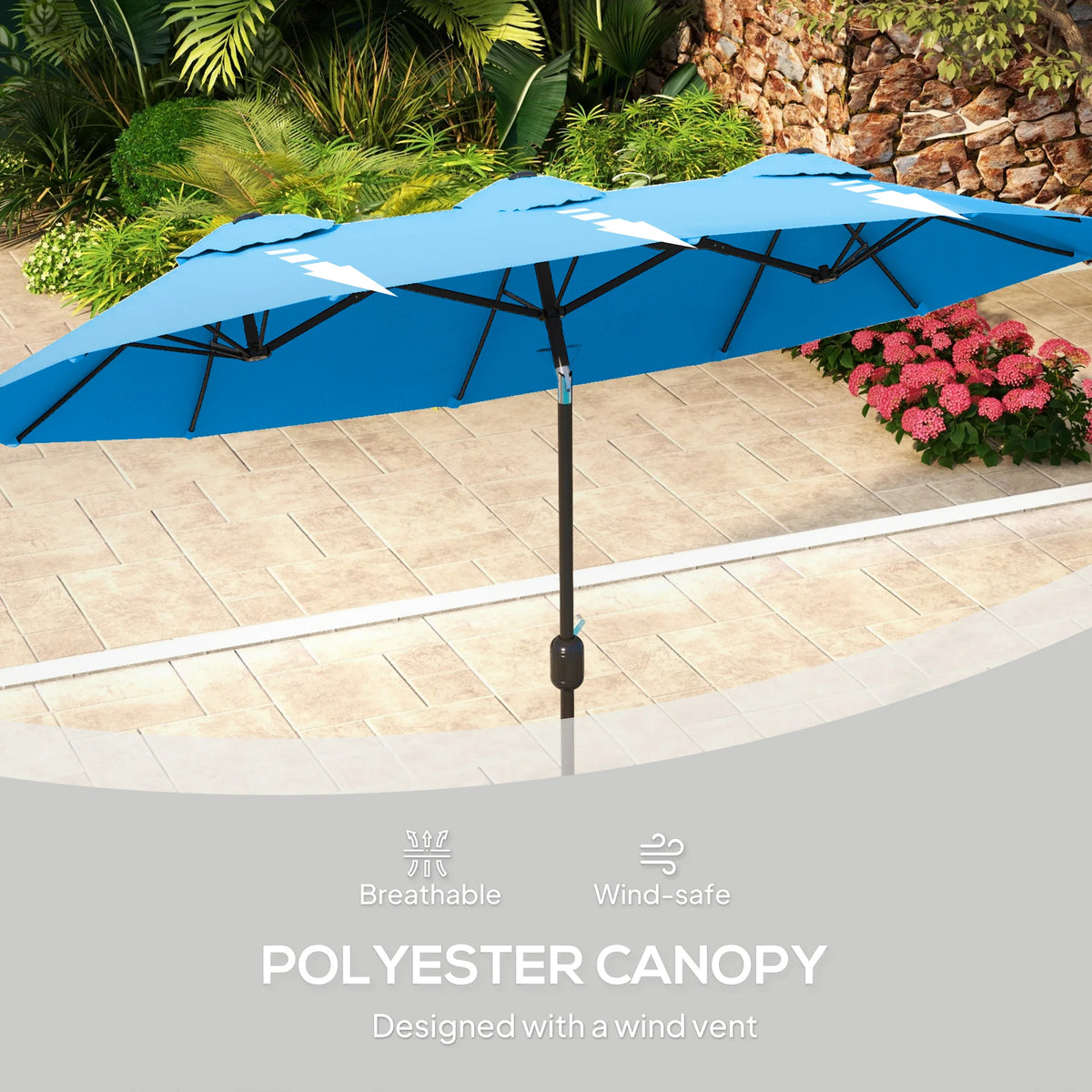 Double Sided Patio Umbrella With Tilt Crank And Air Vents