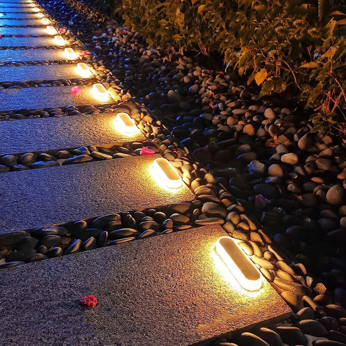 Solar Deck Step Lights With Auto On Off IP68 Waterproof
