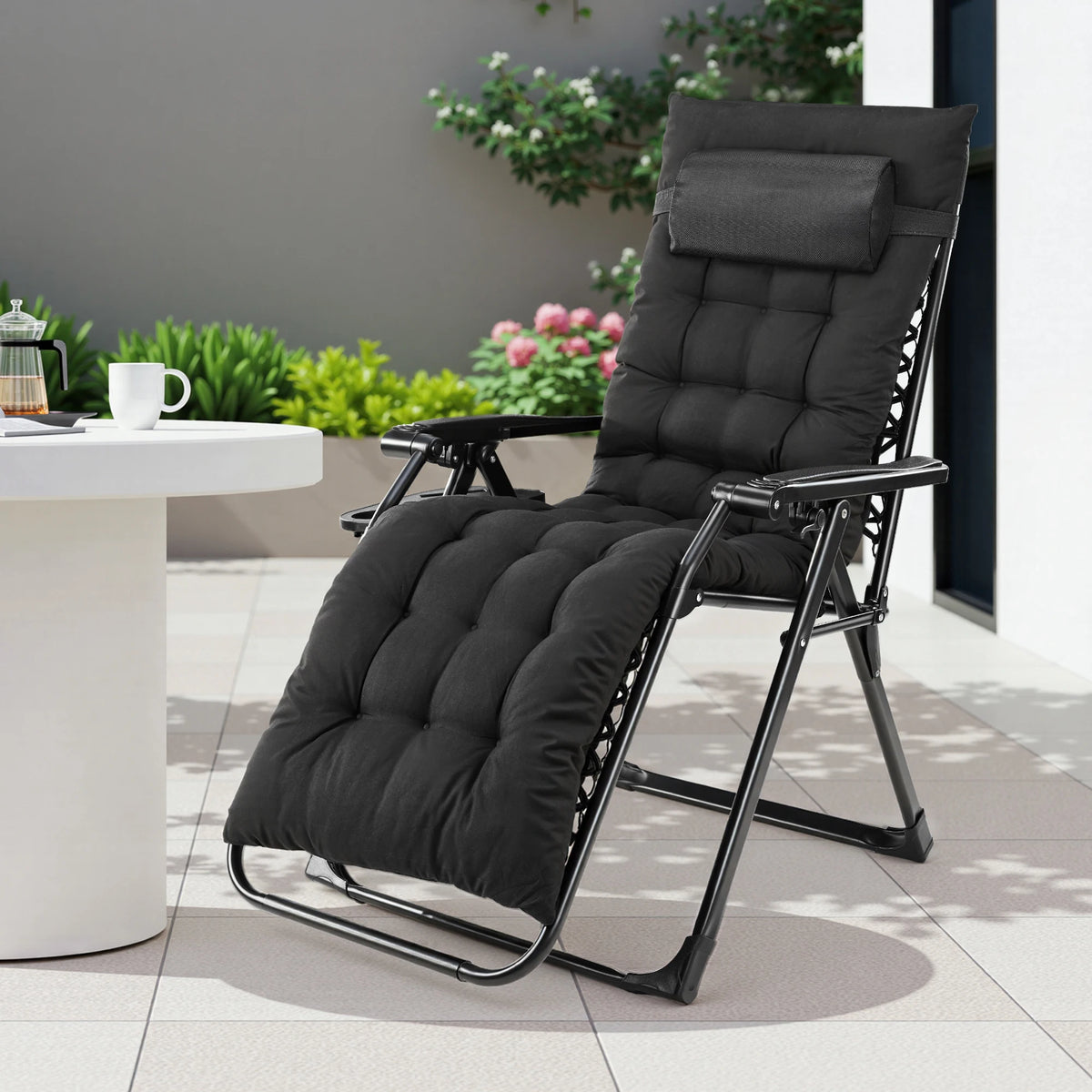 JHK Zero Gravity Folding Lounge Chair With Removable Cushion