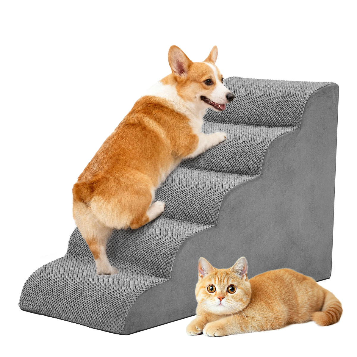 High Density Foam Curved Dog Stairs Non Slip Pet Ramp