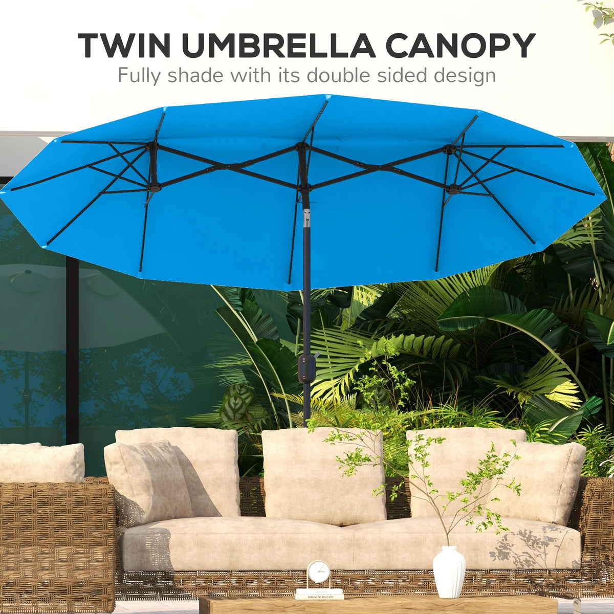 Double Sided Patio Umbrella With Tilt Crank And Air Vents