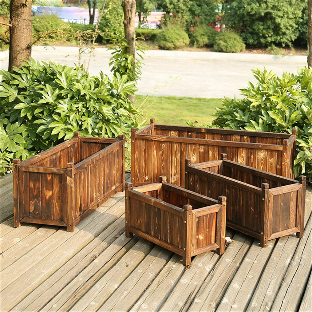 Premium Wooden Raised Flower Bed Planters For Indoor Outdoor Gardening