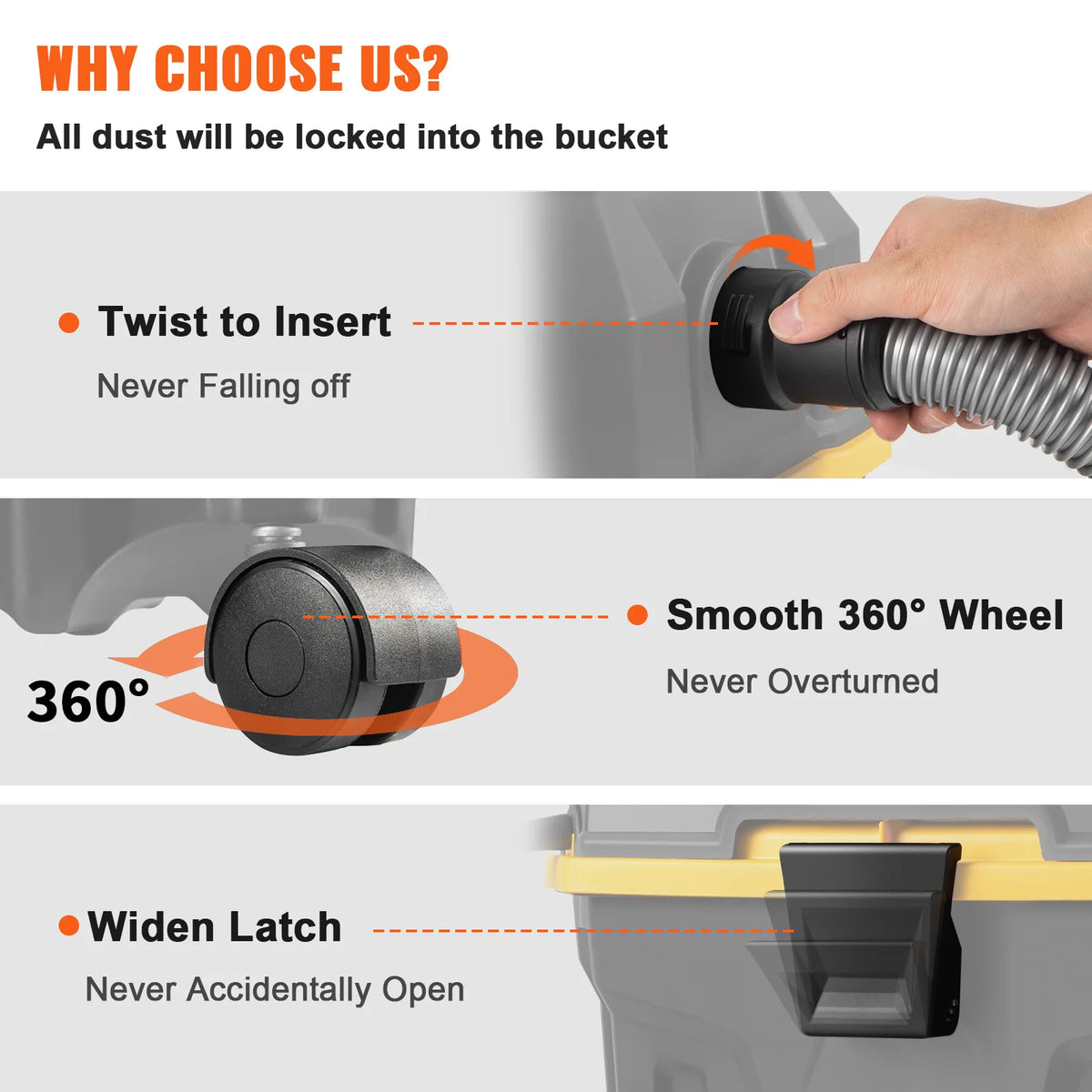 SucceBuy Portable Wet And Dry Vacuum Cleaner 1200W Strong Suction