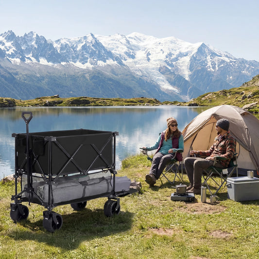 JHK Outdoor Double Decker Wagon Cart Collapsible Garden Beach Camping
