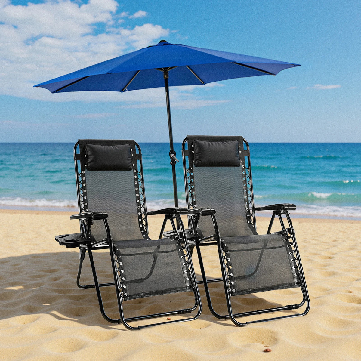 JHK Zero Gravity Portable Outdoor Lounge Chair With Adjustable Tray