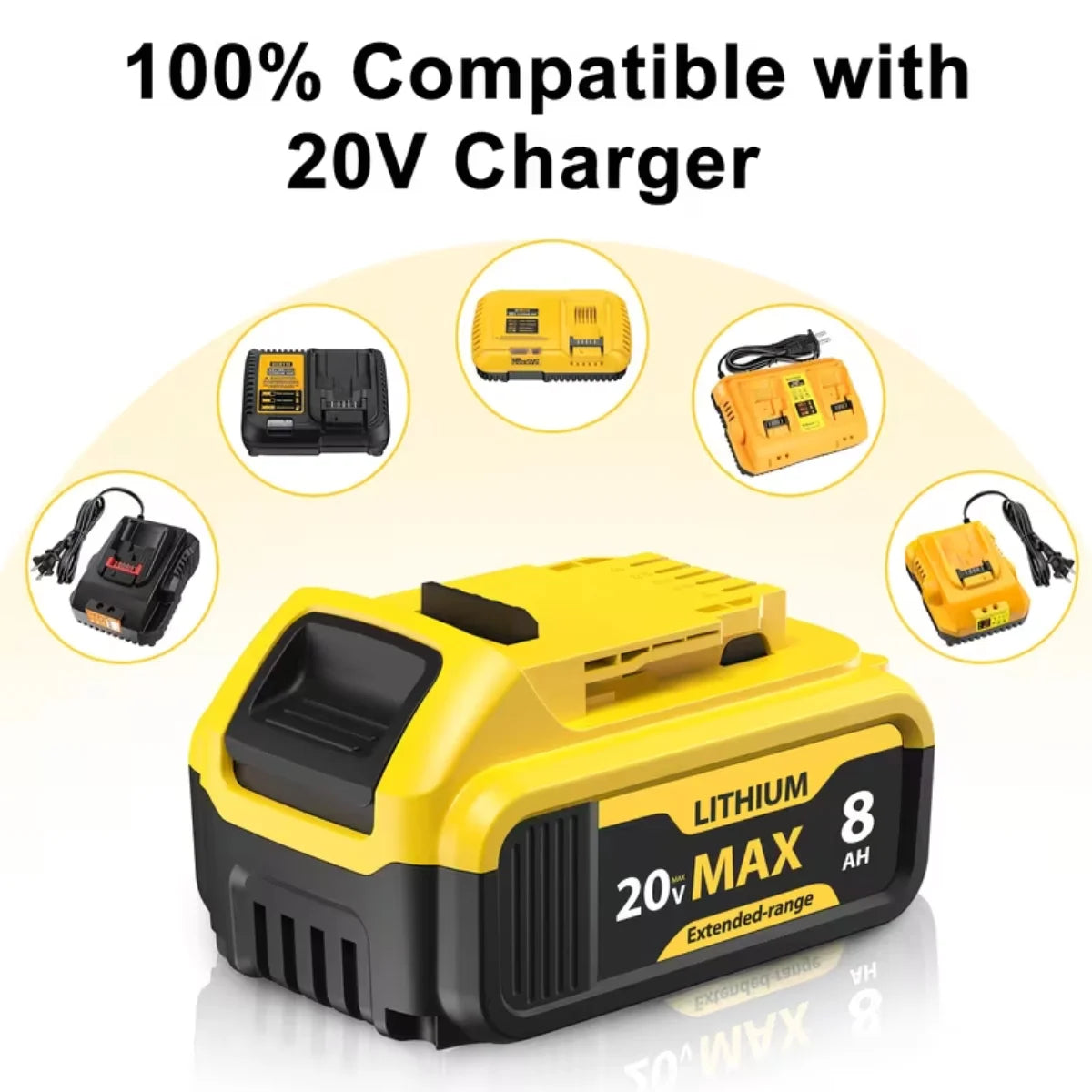 Blawhi 20V 8Ah Lithium Ion Replacement Battery For Dewalt