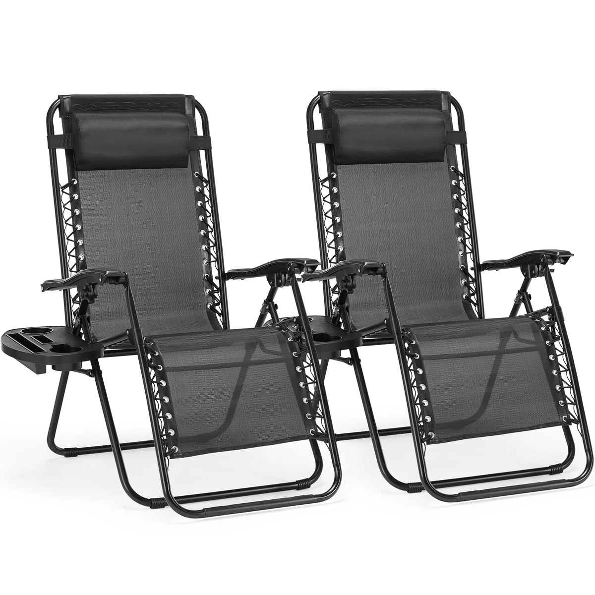 JHK Zero Gravity Portable Outdoor Lounge Chair With Adjustable Tray