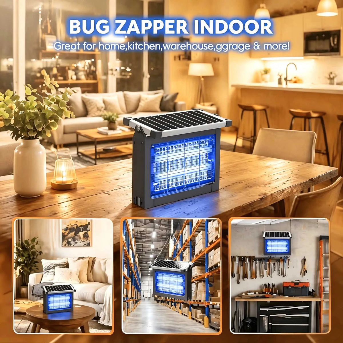 Waterproof Solar Bug Zapper With Panel Sensor For Outdoor Gardens