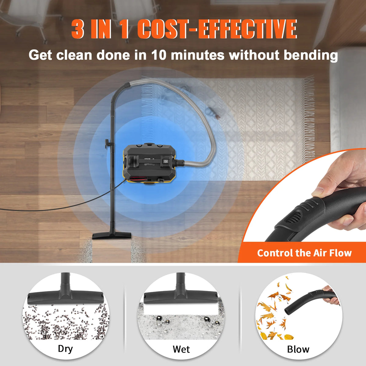 SucceBuy Portable Wet And Dry Vacuum Cleaner 1200W Strong Suction