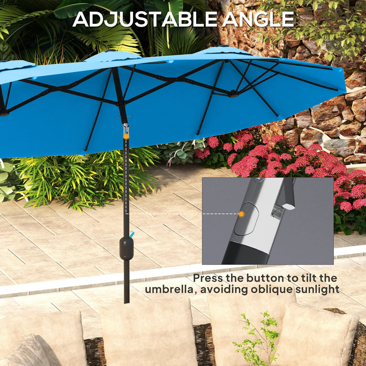 Double Sided Patio Umbrella With Tilt Crank And Air Vents