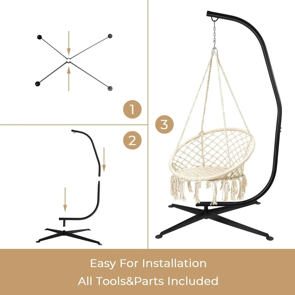 Homfa Heavy Duty Metal Outdoor Porch Swing Chair Stand