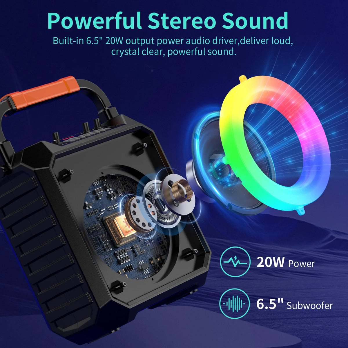 FanFun Wireless Bluetooth Karaoke Machine With Dual Mic And Lights