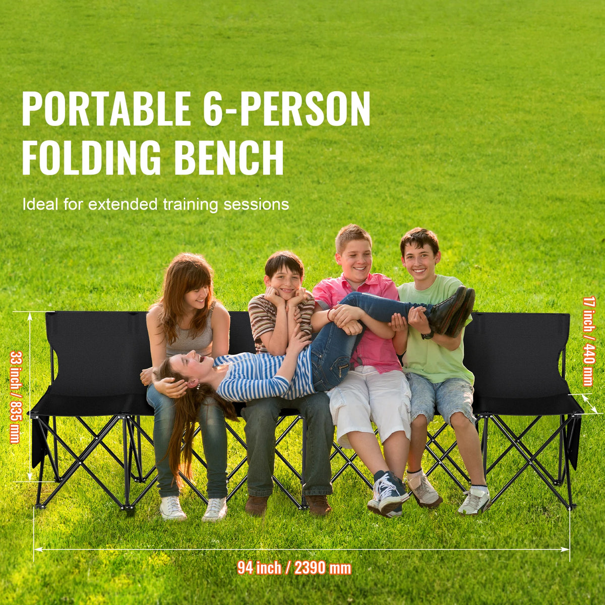Foldable Outdoor Sideline Bench With Backrest And Carry Bag
