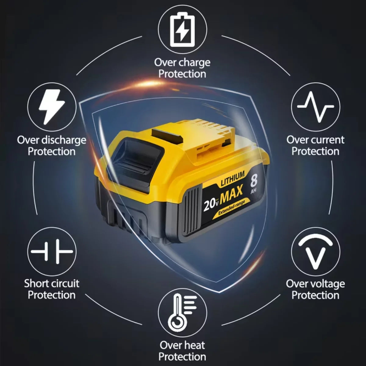 Blawhi 20V 8Ah Lithium Ion Replacement Battery For Dewalt