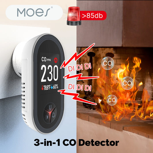 Moes 3In1 Carbon Monoxide Detector With Temperature Sensor