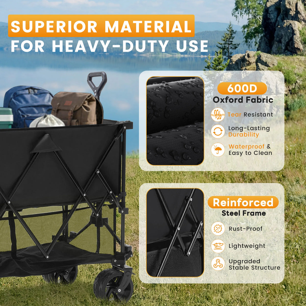 JHK Outdoor Double Decker Wagon Cart Collapsible Garden Beach Camping