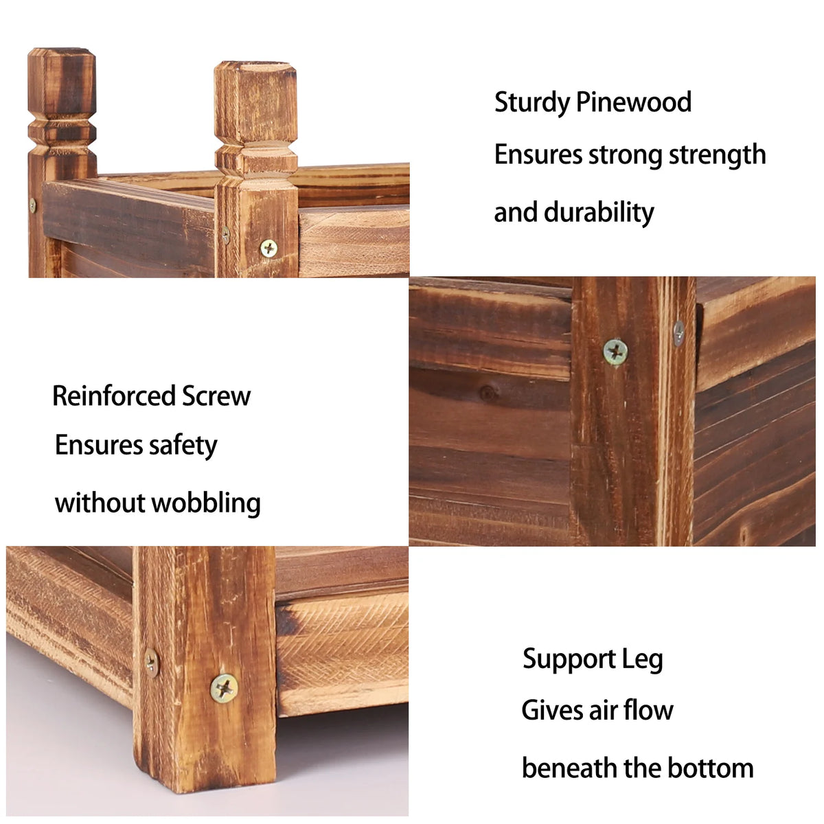 Premium Wooden Raised Flower Bed Planters For Indoor Outdoor Gardening
