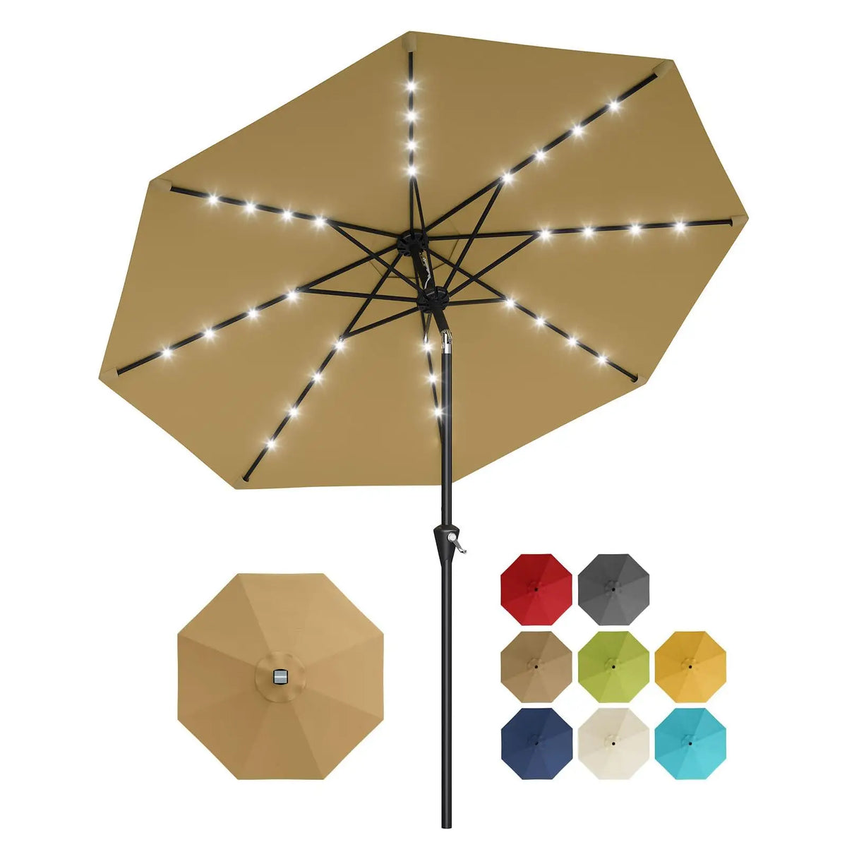 Studyset Solar Powered Patio Umbrella With Led Lights