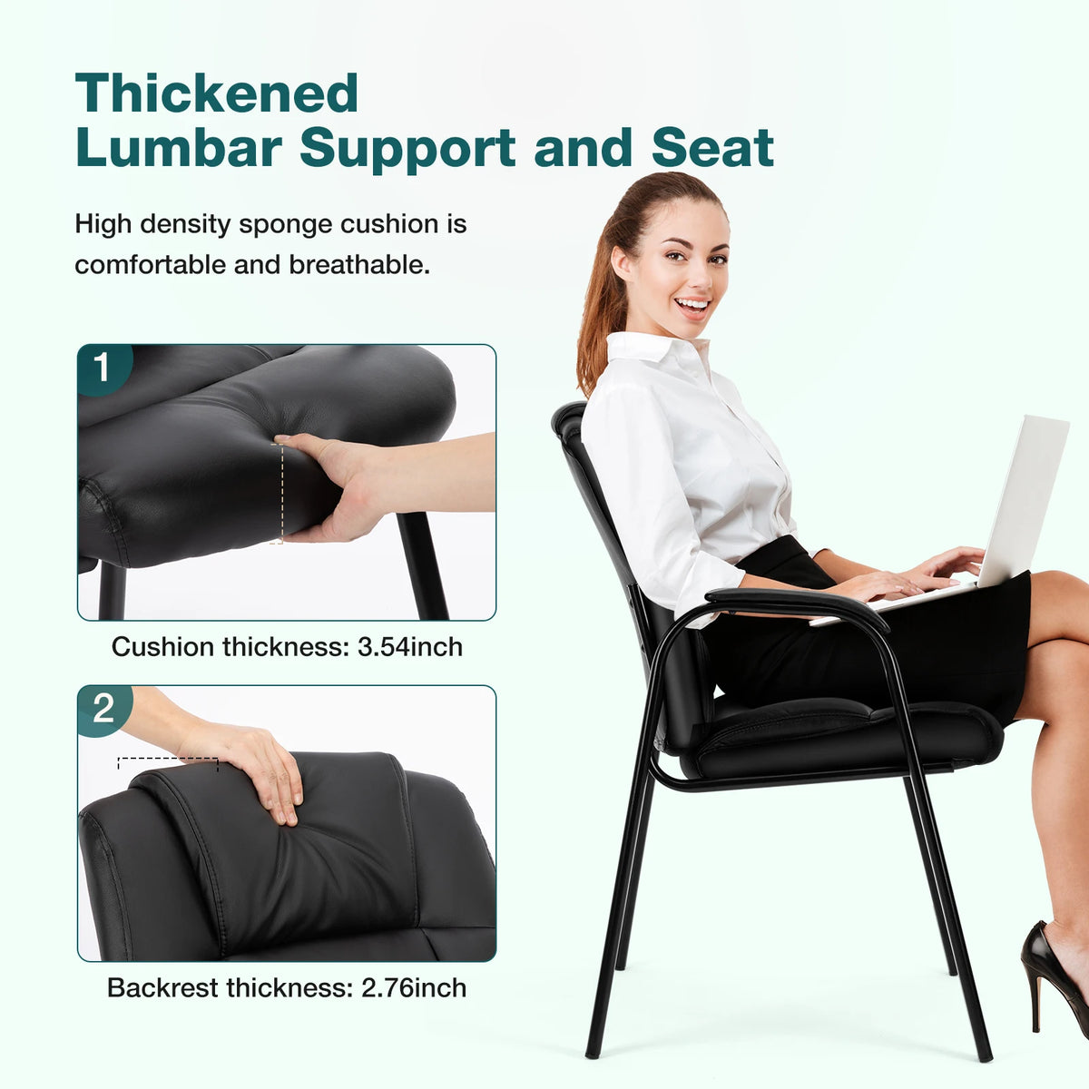 JHK Leather Padded Arm Guest Chair For Commercial Offices