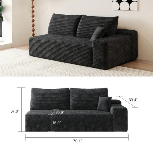 YQXH Cloud Style Modern Sectional Sofa With Velvet Modular Recliner