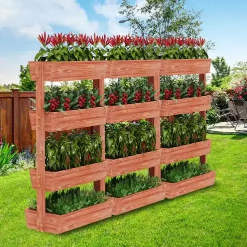 Solid Wood Four Tier Raised Garden Bed Vertical Planter