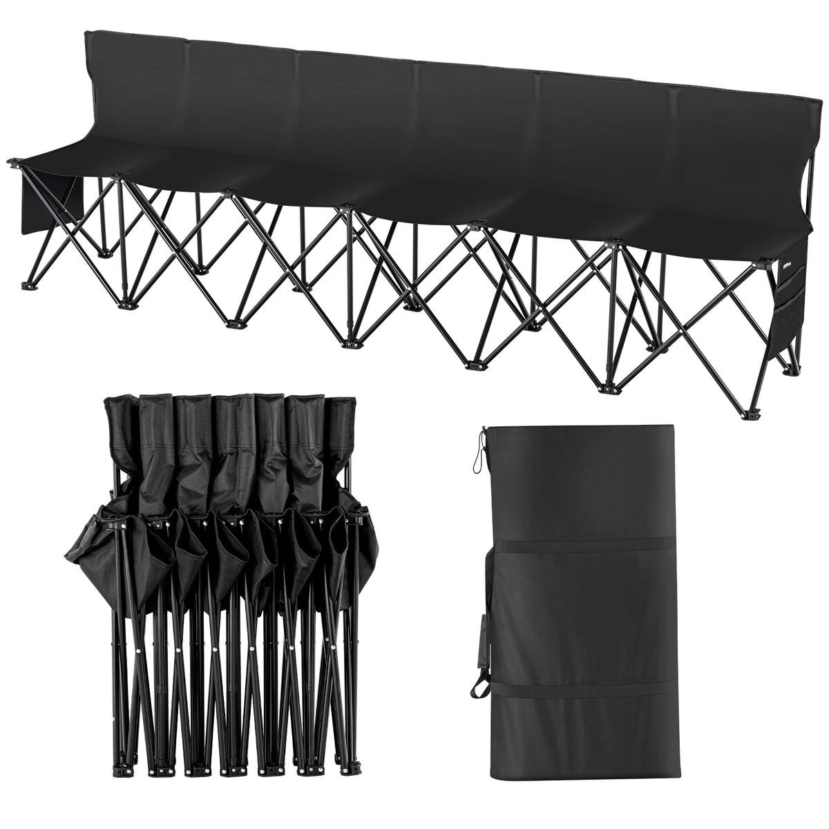 Foldable Outdoor Sideline Bench With Backrest And Carry Bag
