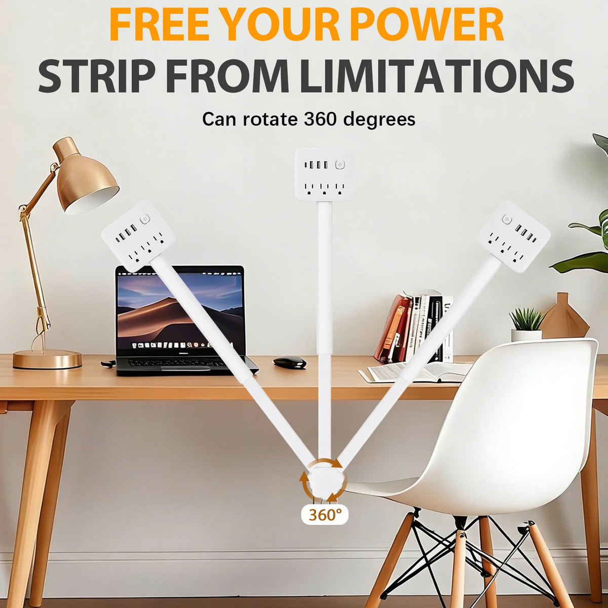 Adjustable Retractable Wall Socket Extender With Usb And Ac Outlets