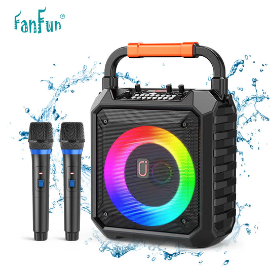 FanFun Wireless Bluetooth Karaoke Speaker Featuring Dual Mic And Led Lights