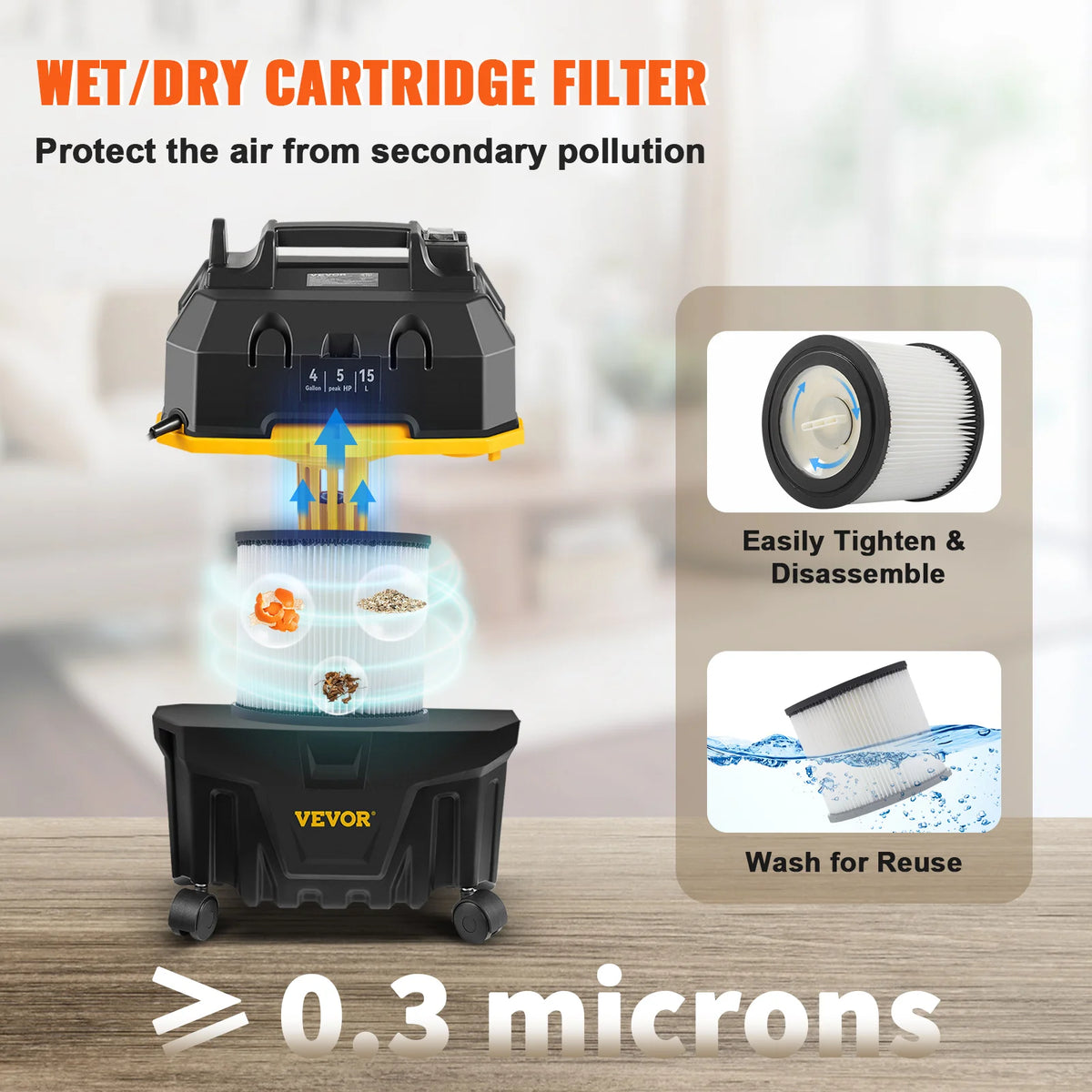SucceBuy Portable Wet And Dry Vacuum Cleaner 1200W Strong Suction