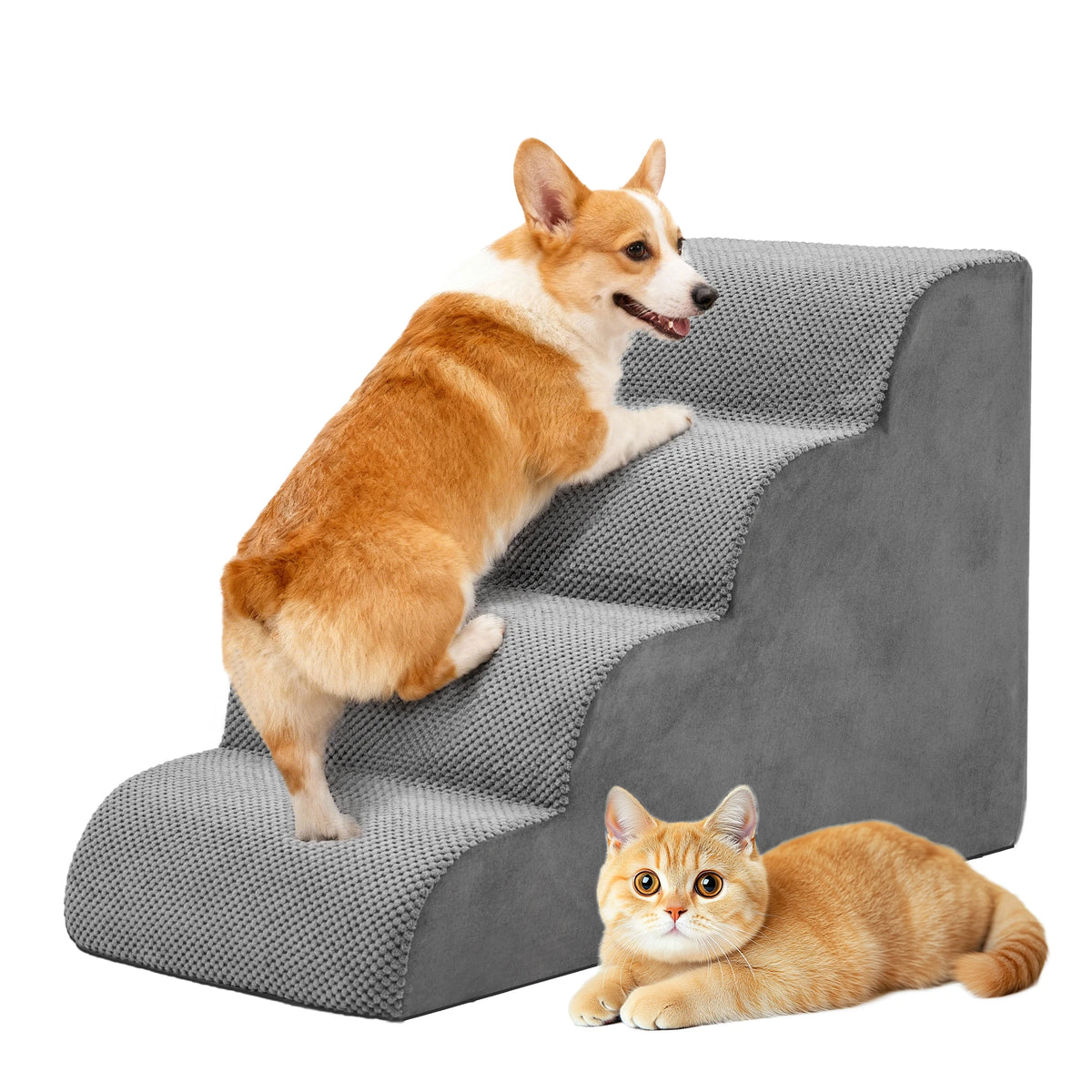 High Density Foam Curved Dog Stairs Non Slip Pet Ramp