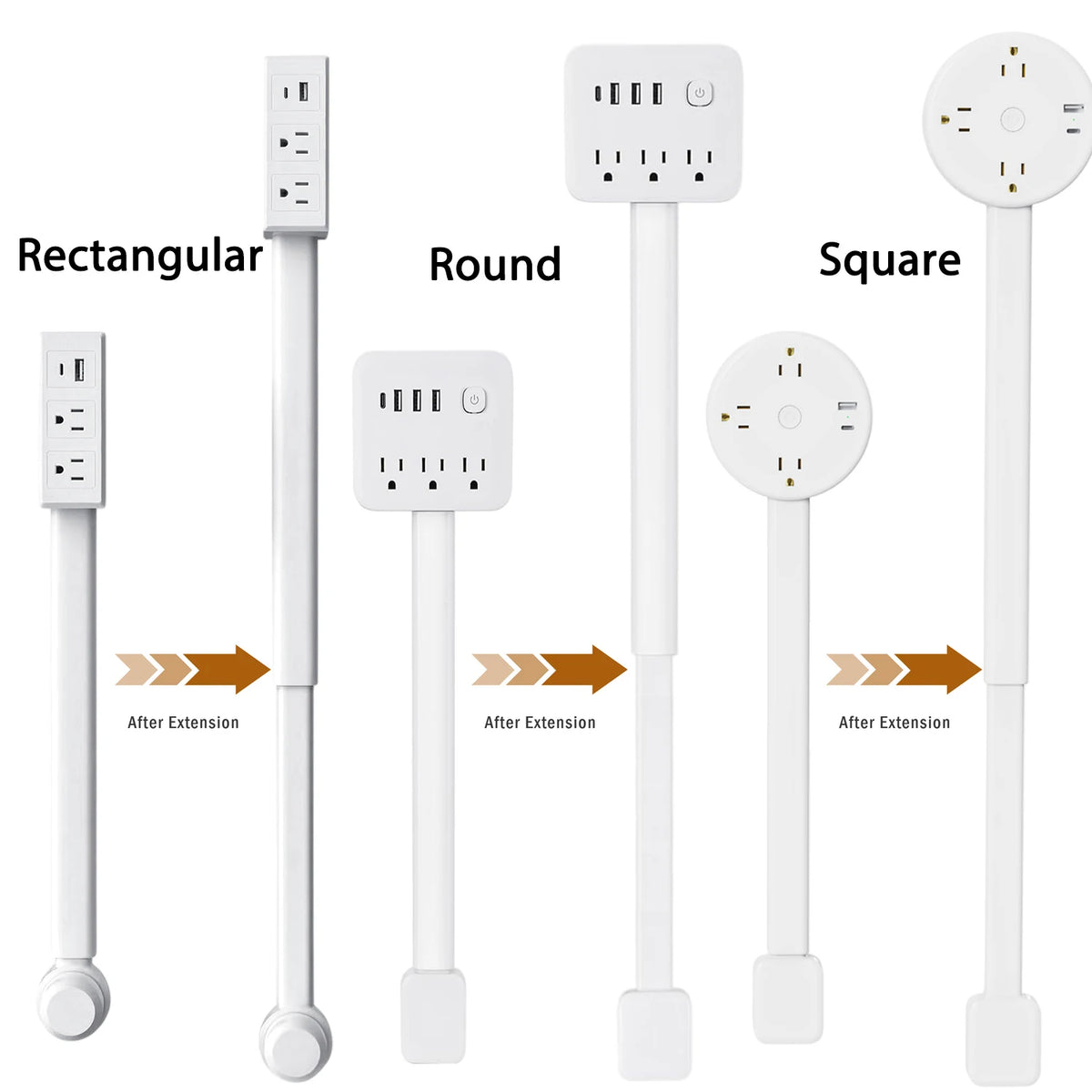 Adjustable Retractable Wall Socket Extender With Usb And Ac Outlets