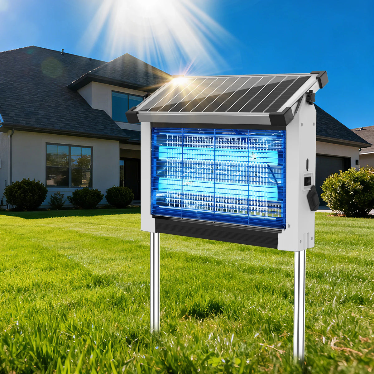 Waterproof Solar Bug Zapper With Panel Sensor For Outdoor Gardens