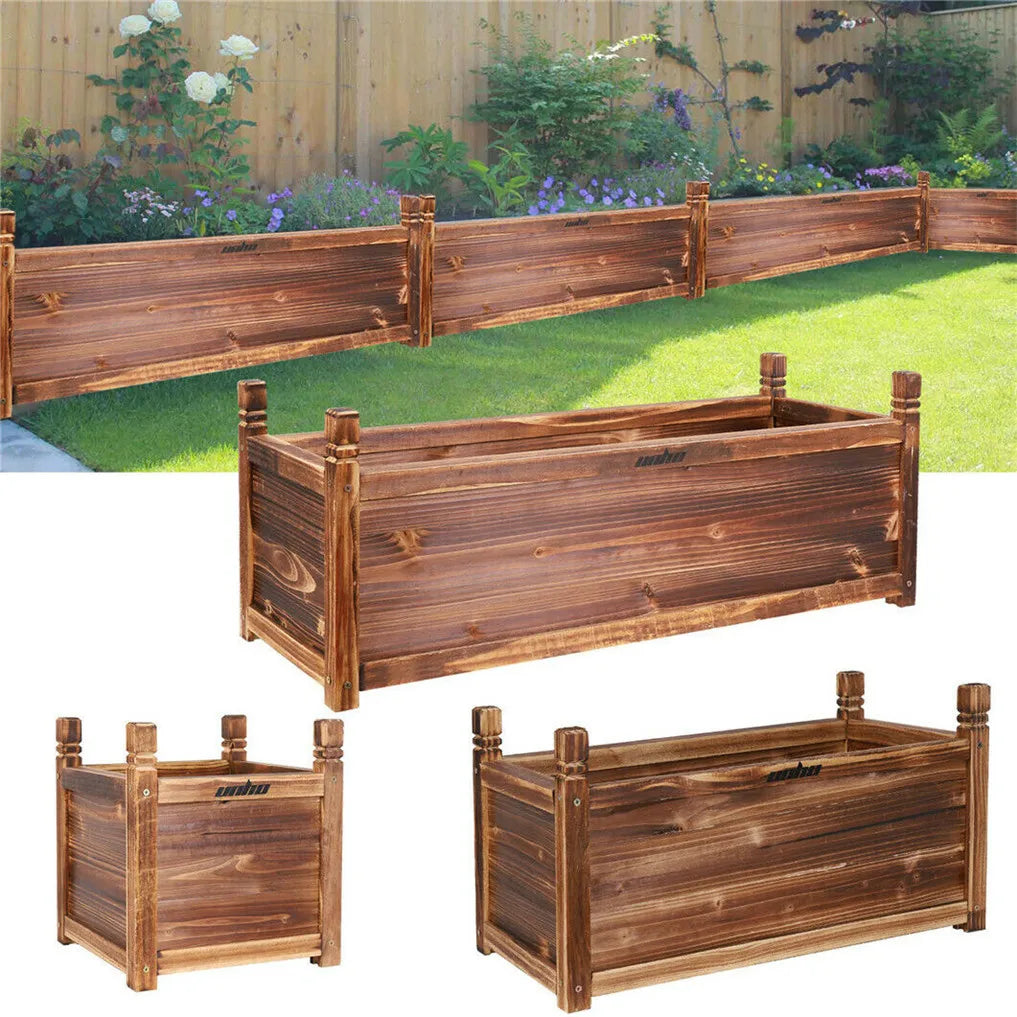 Premium Wooden Raised Flower Bed Planters For Indoor Outdoor Gardening