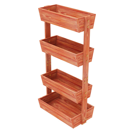 Solid Wood Four Tier Raised Garden Bed Vertical Planter