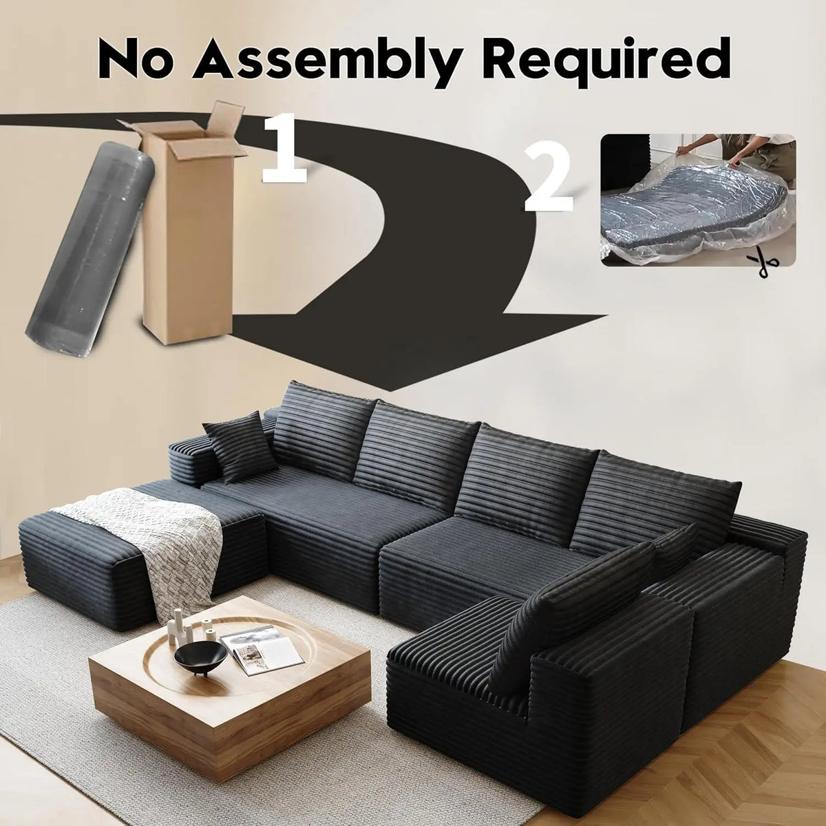 YQXH Cloud Style Modern Sectional Sofa With Velvet Modular Recliner