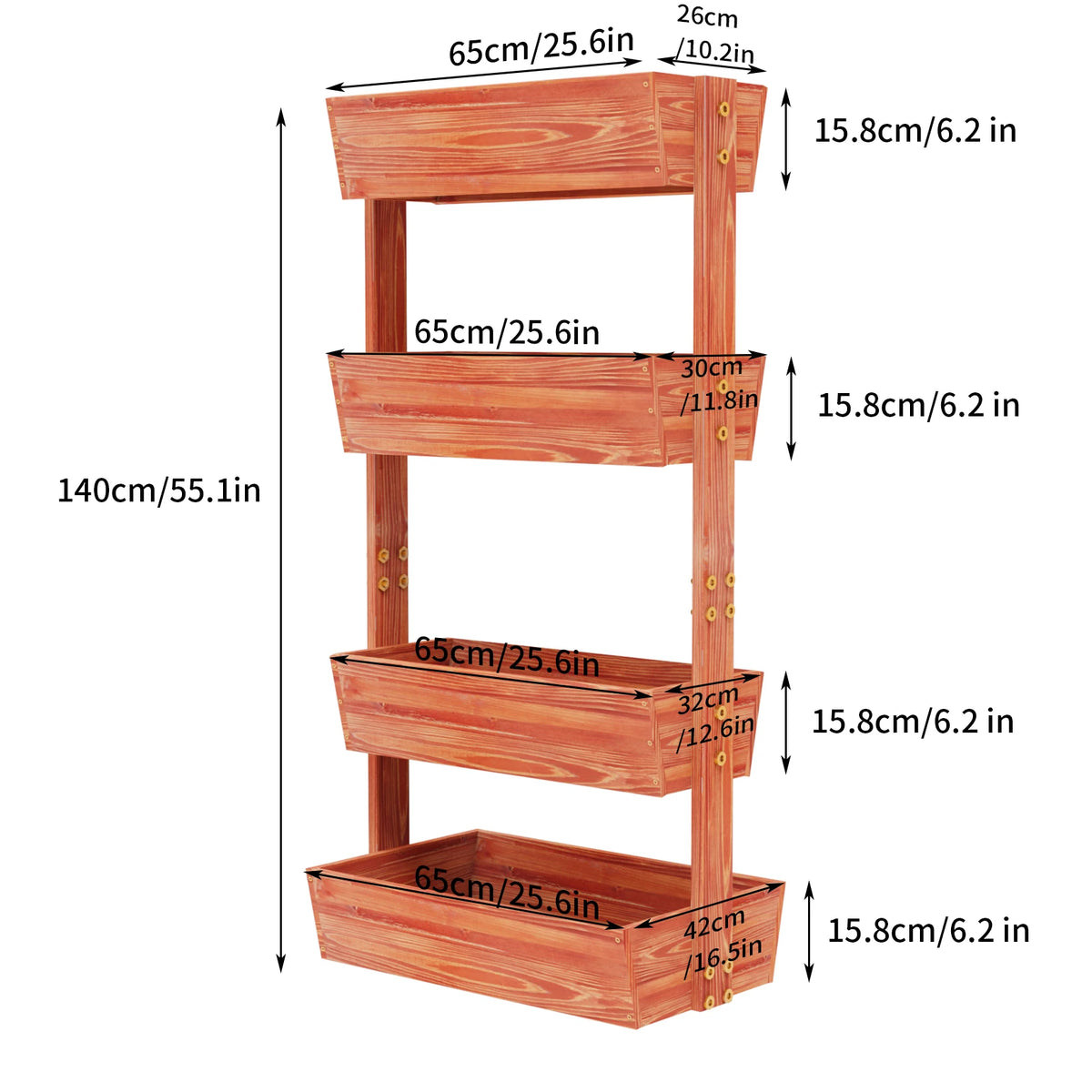 Solid Wood Four Tier Raised Garden Bed Vertical Planter